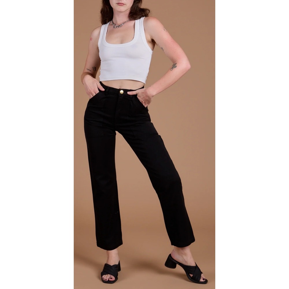 Big Bud Press Black Organic Cotton Twill Work Pants Petite Small